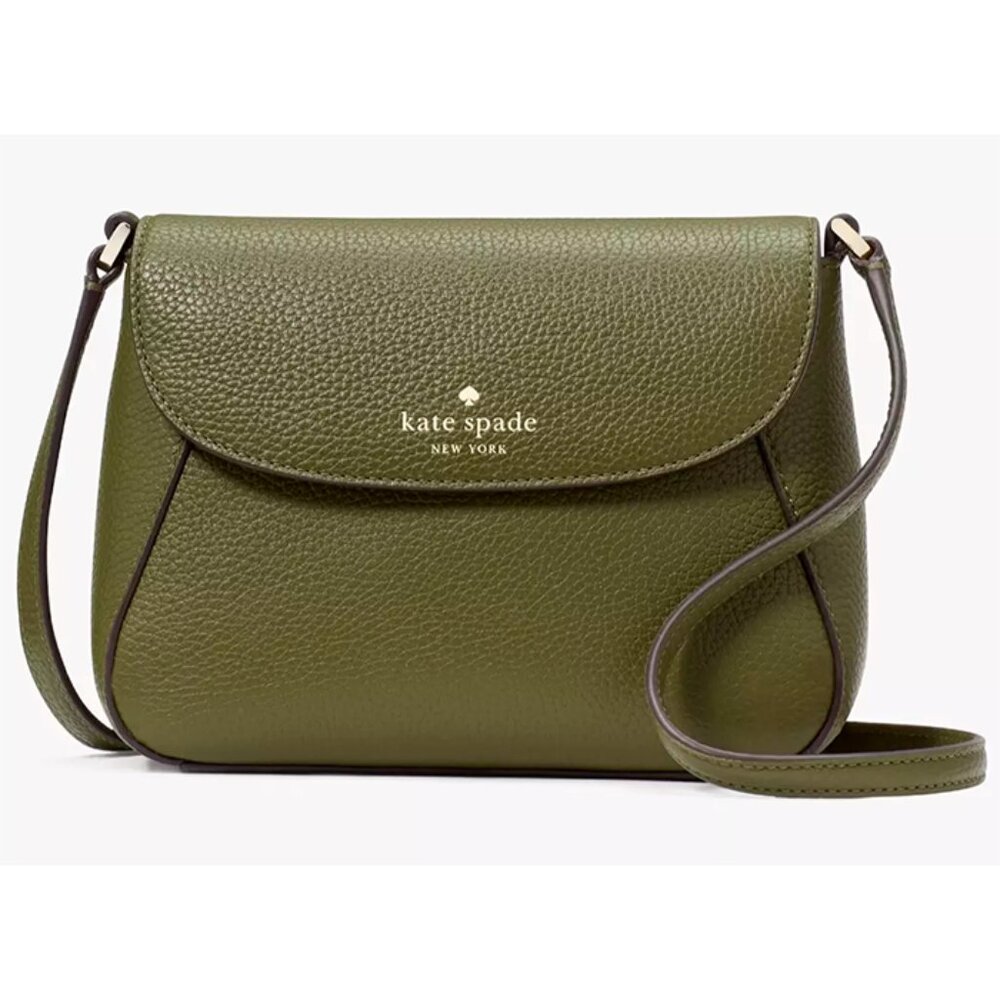 G Kate Spade Monica Mini Flap Crossbody Dark Army Olive Green Leather KF364